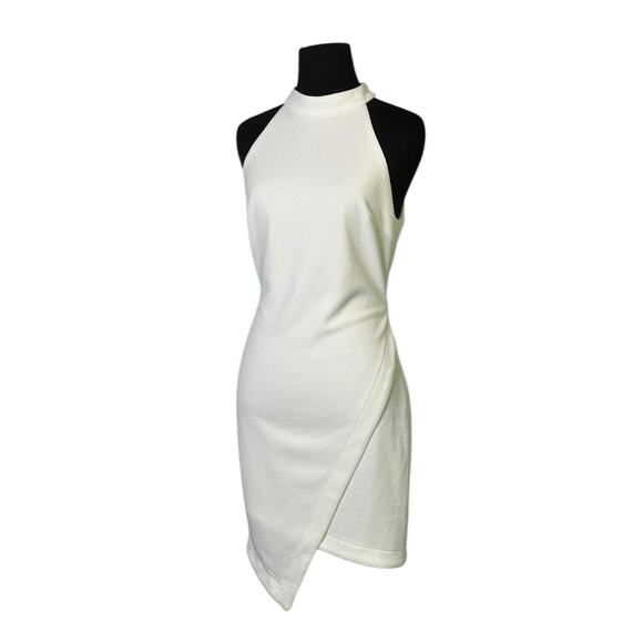 Aakaa white asymmetrical sleeveless halter party body con dress size Medium - Picture 10 of 15